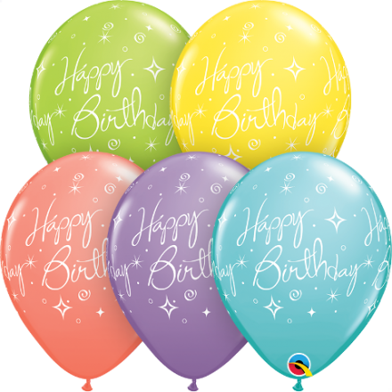 19167 Birthday Elegant Sparkles & Swirls latex balloon