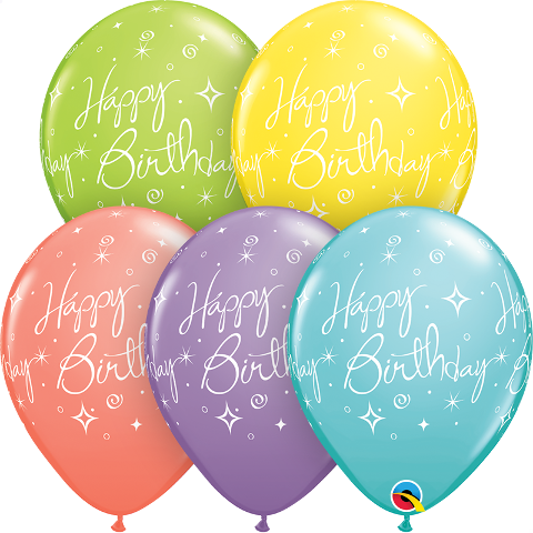 Happy Birthday Elegant Sparkles & Swirls Assorted Colours 11