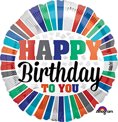 Happy Birthday To You Stripes Mylar Balloon