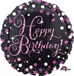18" Pink Celebration happy birthday mylar 33782