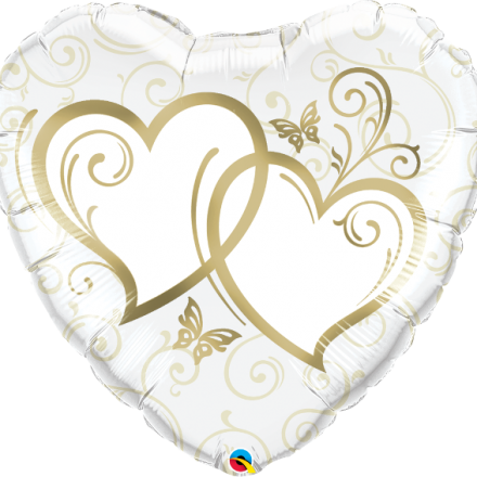 Entwined Hearts Gold Mylar Balloon