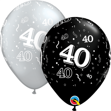 #40 Black and Silver Latex Balloon