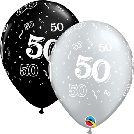 20486 #50 black and silver latex balloon