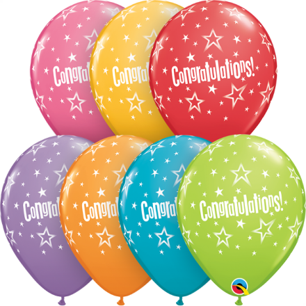 37447 Congratulations Star Patterns latex balloon