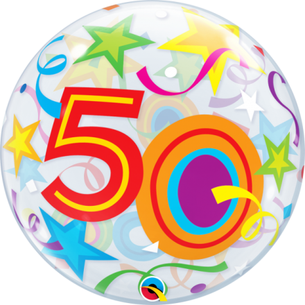 50th Brilliant Stars 22" Bubble Balloon