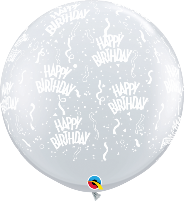 28180 Diamond Clear Birthday A Round latex balloon