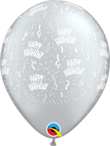 302184 Silver Birthday A Round latex balloon
