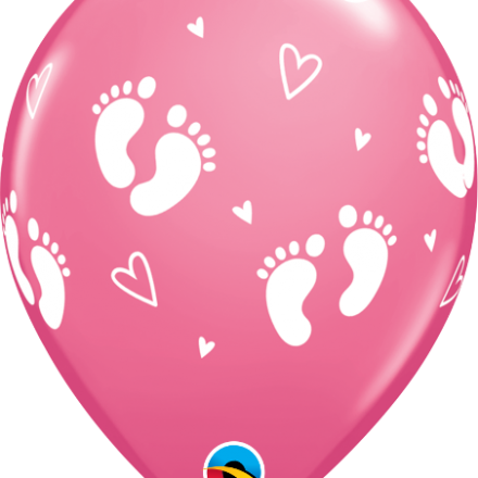 43418 Baby footprints rose latex balloon