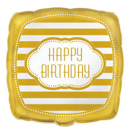 Gold Happy Birthday Mylar Balloon