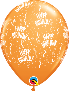49607 Orange Birthday A Round latex Balloon