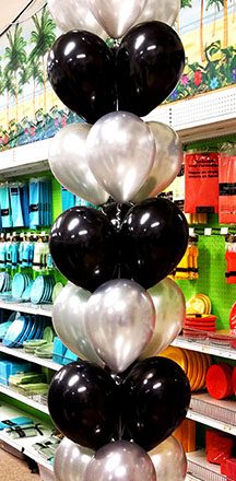 Helium Balloon Pillar of 22 black and silver