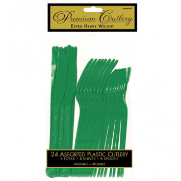 Festive Green Premium Heavy Weight Assorted Cutlery 24ct-8003_03