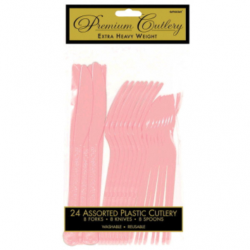 New Pink Premium Heavy Weight Assorted Cutlery 24ct-8003_109