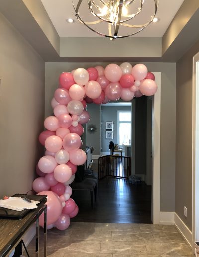 Shades of Pink balloons Organic Garland doorway pinks