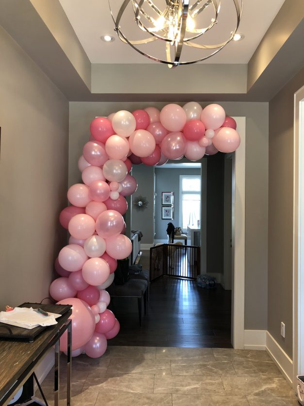 Shades of Pink balloons Organic Garland doorway pinks