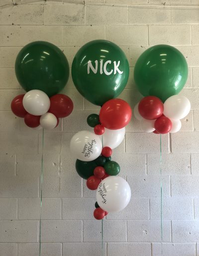 custom latex balloon with organic green and red