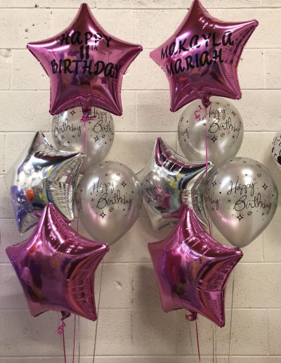 Custom star mylar balloon pink and silver stars with latex