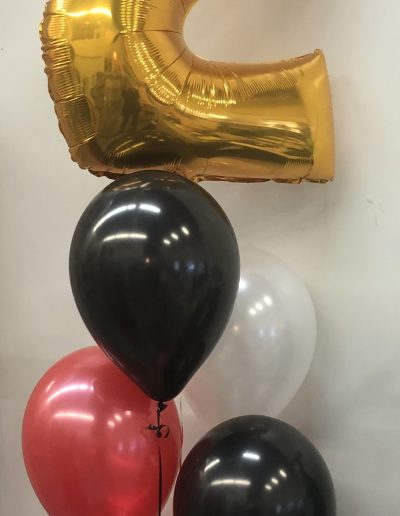 2 nd balloon with black, white, and red group of 7