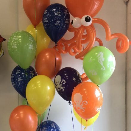 balloon group of 13 and group of 5 with octopus