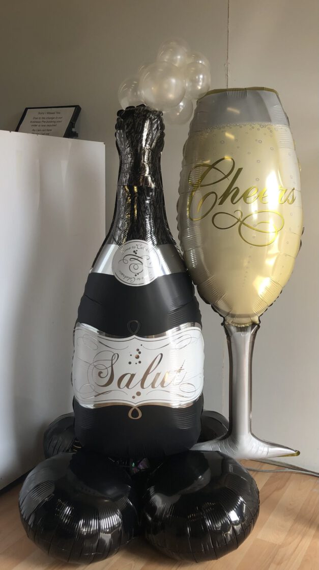 Champagne Bottle with Glass Floor Display